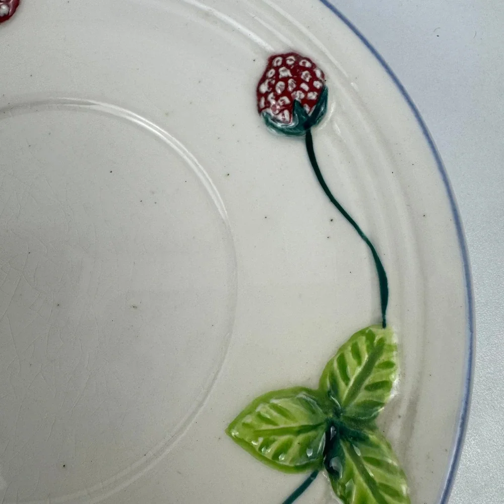 Vtg Strawberry Cup Saucer Ceramic Coffee Tea Set Berry Cottagecore Kitchen